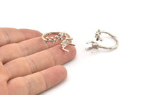 Silver Ring Settings, 2 Antique Silver Plated Brass Claw Rings, Adjustable Rings - Pad Size 6x8mm N2537 H1660