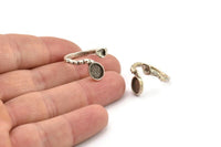 Silver Ring Setting, 2 Antique Silver Plated Brass Adjustable Rings With 1 Stone Settings - Pad Size 6x8mm N2536 H1669