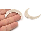 Silver Moon Charm, 4 Antique Silver Plated Brass Crescent Moon Charms With 2 Holes (46x11x0.80mm) M832 Q0346