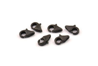 Black Parrot Claps, 10 Oxidized Black Brass Lobster Claw Clasps (8.5x5mm) E091