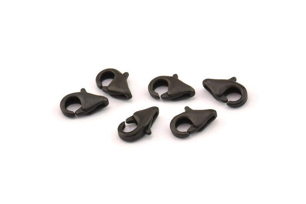 Black Parrot Claps, 10 Oxidized Black Brass Lobster Claw Clasps (8.5x5mm) E091