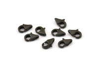 Black Parrot Claps, 10 Oxidized Black Brass Lobster Claw Clasps (8.5x5mm) E091