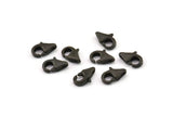 Black Parrot Claps, 10 Oxidized Black Brass Lobster Claw Clasps (8.5x5mm) E091