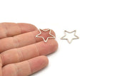 Silver Star Charm, 24 Antique Silver Plated Brass Open Star Charms (21x0.8mm) BS 1077