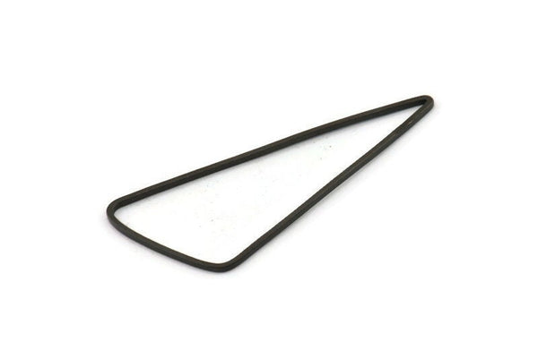 Black Triangle Charm, 12 Oxidized Black Brass Triangle Charms with Soft Edges (44x19x1mm) E177