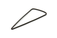 Black Triangle Charm, 12 Oxidized Black Brass Triangle Charms with Soft Edges (44x19x1mm) E177
