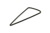 Black Triangle Charm, 12 Oxidized Black Brass Triangle Charms with Soft Edges (44x19x1mm) E177