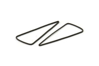 Black Triangle Charm, 12 Oxidized Black Brass Triangle Charms with Soft Edges (44x19x1mm) E177