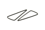 Black Triangle Charm, 12 Oxidized Black Brass Triangle Charms with Soft Edges (44x19x1mm) E177