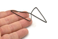 Black Triangle Charm, 12 Oxidized Black Brass Triangle Charms with Soft Edges (44x19x1mm) E177