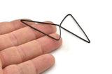 Black Triangle Charm, 12 Oxidized Black Brass Triangle Charms with Soft Edges (44x19x1mm) E177