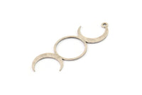 Silver Moon Charm, 6 Antique Silver Plated Brass Crescent Moon Charms With 1 Loop, Findings (43x15x0.60mm) A6289 H0203