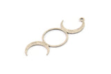 Silver Moon Charm, 6 Antique Silver Plated Brass Crescent Moon Charms With 1 Loop, Findings (43x15x0.60mm) A6289 H0203