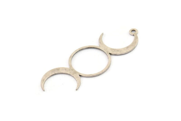 Silver Moon Charm, 6 Antique Silver Plated Brass Crescent Moon Charms With 1 Loop, Findings (43x15x0.60mm) A6289 H0203