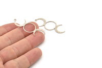 Silver Moon Charm, 6 Antique Silver Plated Brass Crescent Moon Charms With 1 Loop, Findings (43x15x0.60mm) A6289 H0203