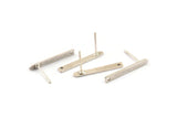 Silver Rectangle Earring, 12 Antique Silver Plated Brass Stick Stud Earrings With 1 Hole (20x2.5x0.7mm) M03350 A2864