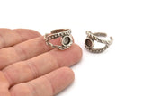Silver Ring Setting, Antique Silver Plated Brass Adjustable Rings With 1 Stone Settings - Pad Size 6mm N2548 H1664
