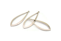 Silver Drop Charm, 8 Silver Tone Brass Drop Charms With 1 Loop, Earrings, Pendants, Findings (37x13x1mm) D1541 H1355
