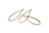 Silver Drop Charm, 8 Silver Tone Brass Drop Charms With 1 Loop, Earrings, Pendants, Findings (37x13x1mm) D1541 H1355