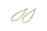 Silver Drop Charm, 8 Silver Tone Brass Drop Charms With 1 Loop, Earrings, Pendants, Findings (37x13x1mm) D1541 H1355
