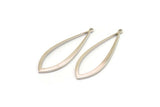 Silver Drop Charm, 8 Silver Tone Brass Drop Charms With 1 Loop, Earrings, Pendants, Findings (37x13x1mm) D1541 H1355
