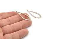 Silver Drop Charm, 8 Silver Tone Brass Drop Charms With 1 Loop, Earrings, Pendants, Findings (37x13x1mm) D1541 H1355