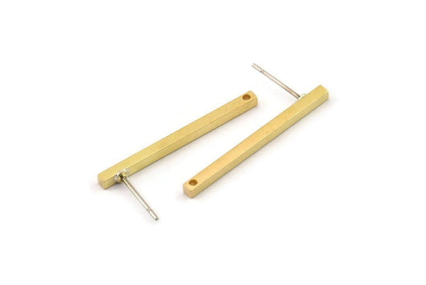 Brass Stick Earring, 8 Raw Brass Stick Stud Earrings With 1 Hole (2x30mm) BS 1751 A2945