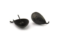 Black Earring Post, 4 Oxidized Black Brass Drop Earring Posts With 1 Loop (21x11x16mm) E291