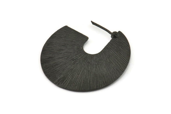 Black Earring Findings, 2 Textured Oxidized Black Brass Pizza Slice Earrings, Findings (35x35x0.70mm) E256 H1181
