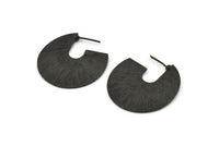 Black Earring Findings, 2 Textured Oxidized Black Brass Pizza Slice Earrings, Findings (35x35x0.70mm) E256 H1181
