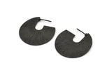 Black Earring Findings, 2 Textured Oxidized Black Brass Pizza Slice Earrings, Findings (35x35x0.70mm) E256 H1181