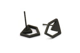 Black Chevron Earring, 6 Oxidized Brass Black Chevron Earring Posts, Pendants, Findings (10x9x1.2mm) E369 S762