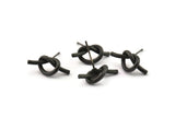 Black Knot Earring, 4 Oxidized Black Brass Knot Stud Earrings (19x8mm) D1309