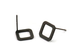 Black Square Earring, 8 Oxidized Black Brass Square Stud Earrings (10x0.80mm) E349