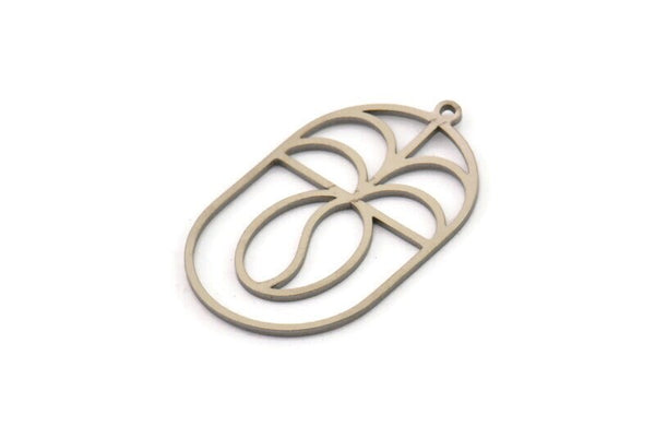 Steel Oval Charm, Stainless Steel Palm Tree Charms With 1 Loop, Earring Charms (31x19x0.80mm) SMP1504