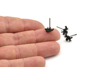 Siyah Örümcek Küpe, 1 Döngülü 6 Oksitlenmiş Siyah Pirinç Örümcek Küpe (9x7 mm) N1227