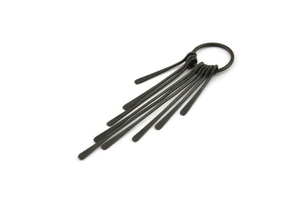 Black Fringed Earring, Oxidized Black Brass Hammered Fringed Trim Earring With 1 Loop, Pendants, Findings (82x18mm) E380 H0636