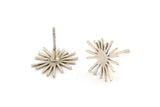 Silver Sun Earring, 12 Antique Silver Plated Brass Sun Shaped Stud Earrings (11x12x0.60mm) A2958