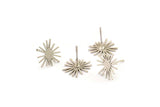 Silver Sun Earring, 12 Antique Silver Plated Brass Sun Shaped Stud Earrings (11x12x0.60mm) A2958