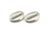 Silver Shell Finding, 925 Silver Cowrie Shell Findings, Pendants, Charms, Earrings, Beads (20-25mm) E275