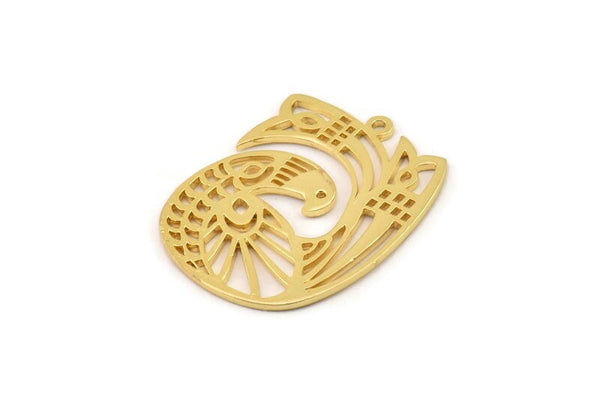 Gold Bird Charm, Gold Plated Brass Bird Charms With 1 Loop, Findings (33x26x1mm) N1476