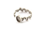 Silver Ring Setting, 2 Antique Silver Plated Brass Adjustable Rings With 1 Stone Settings - Pad Size 6x8mm N2558 H1643