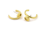 Earring Studs, 2 Raw Brass - Brass Earrings Settings - Brass Earrings - Earrings - Pad Size 6x4mm (18x17mm) N2434