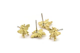 Brass Fly Earring, 8 Raw Brass Fly Stud Earrings, Bug Stud Earrings (11x9mm) N2580
