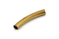 Brass Tube Beads, 8 Raw Brass Curved Tubes, Brass Noodle Tubes (8x50mm) BS 1679