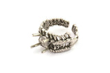 Silver Ring Settings, Antique Silver Plated Brass Claw Rings, Adjustable Rings - Pad Size 6mm N2541 H1633