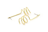 Brass Spiral Earring, 2 Raw Brass Spiral Shaped Stud Earrings (50mm) SY0347
