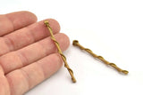Brass Twisted Bar Pendant, 6 Raw Brass Textured Twisted Pendant with 1 Loop (55x2.2mm) N0293