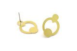Earring Studs, 6 Raw Brass - Irregular Shaped Stud Earrings - Brass Earrings - Earrings (20x14x0.80mm) A6055