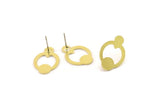Earring Studs, 6 Raw Brass - Irregular Shaped Stud Earrings - Brass Earrings - Earrings (20x14x0.80mm) A6055